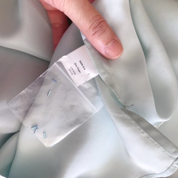 Talbots silk blouse floral silk shirt baby blue - Picture 7 of 7